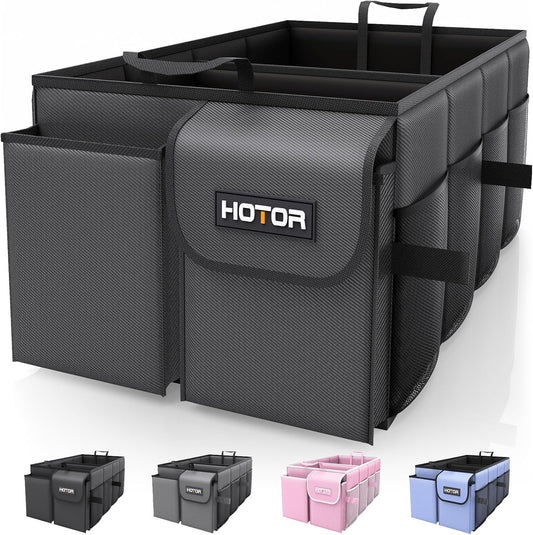 HOTOR Trunk Organizer for Car - Car Organizer, Foldable Trunk organizer for SUVs & Sedans, Sturdy Organization for Car Accessories, Tools, Sundries, Beige, 2 Compartments, 21.3"×12.6"×10.6"
