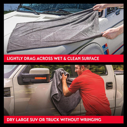 Griot's Garage Extra-Large PFM Edgeless Microfiber Drying Towel for Car Wash and Detailing, Ideal for SUVs, Trucks, and RVs, 29" x 36", 55596