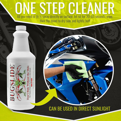 BugSlide Bug Remover – All Purpose Car Cleaner & Detailer Spray, For Vehicle Interior & Exterior Use, Shines, Degreases, Polishes, Wipes Away Bugs on Plastic, Metal,Glass, Windows, Mirrors, 32 oz