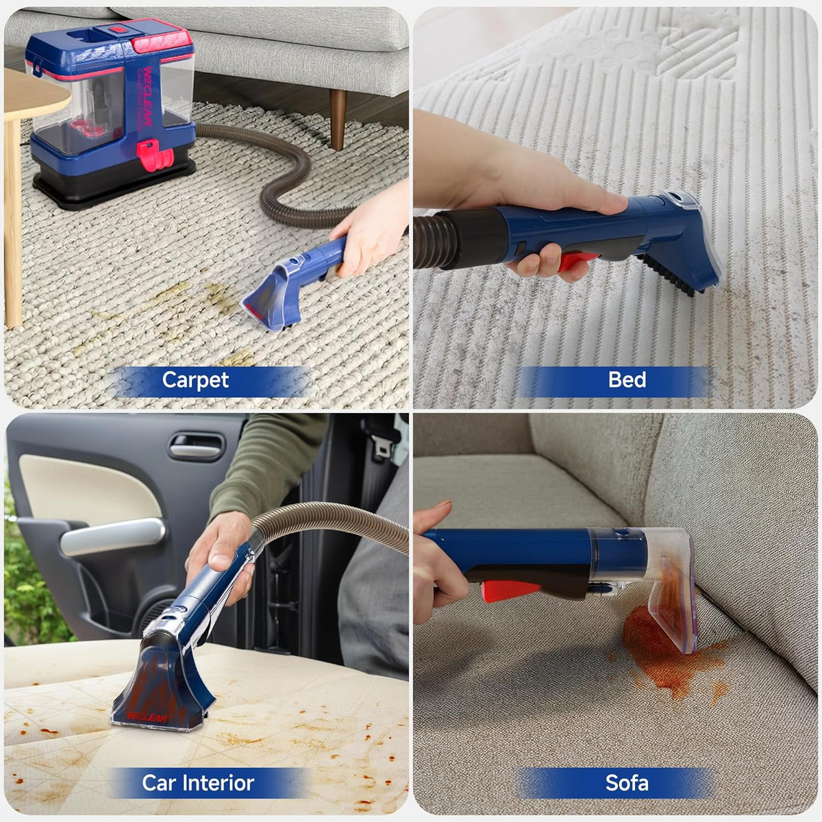 WECLEAN C5 Portable Carpet Cleaner Upholstery Deep Cleaner, Deep Cleaning for Carpet,Car Couch, with Deep Cleaning Solution,Blackpink