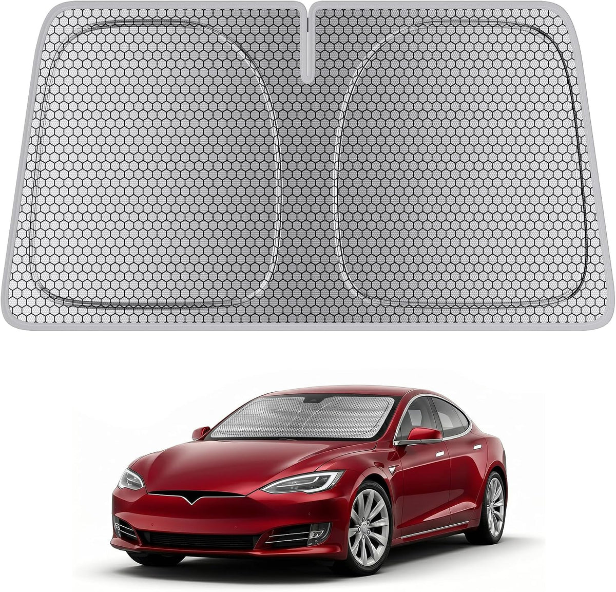 helloleiboo Graphene Car Windshield Sun Shade Car Sun Shade for Windshield with Heat Absorption Coating Foldable Design with UV Protection to Keep Your Car Interior Cooler Silver (X-Large-61 × 34 in)