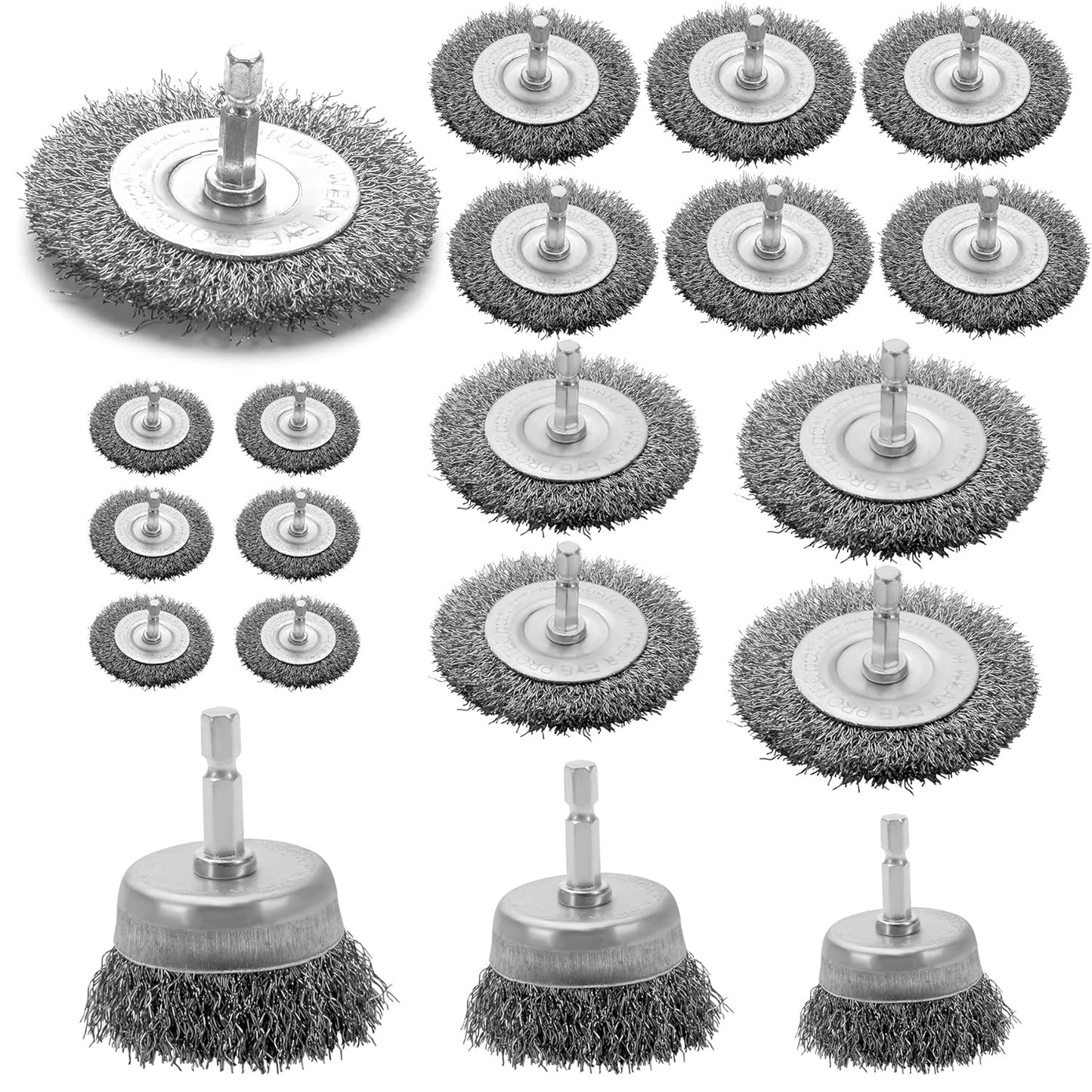 VIDICA Wire Brush for Drill Set 9Pcs,Abrasive Wire Wheel for 1/4 Inch Hex Shank, Wire Cup Brush for Drill, Coarse Crimped Carbon Steel Wire Brush Set for Removing Paint and Rust