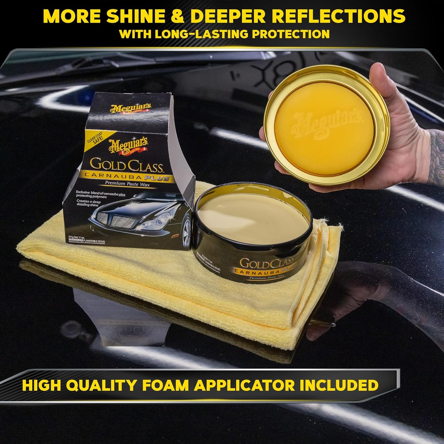 Meguiar’s Gold Class Carnauba Plus Premium Paste Wax, Car Wax Paste For Diy Drivers & Detailers, Car Wax With Carnauba + Polymer Protection For Deep Gloss, Clear Coats On Cars, Trucks & Suvs -11 Oz