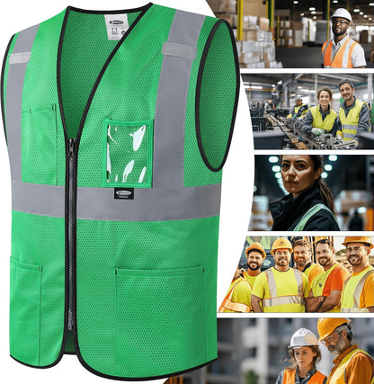 JKSafety Safety Vest for men women Hi Vis Vest with Pockets and Zipper High Visibility Meet ANSI Standard（BX310
