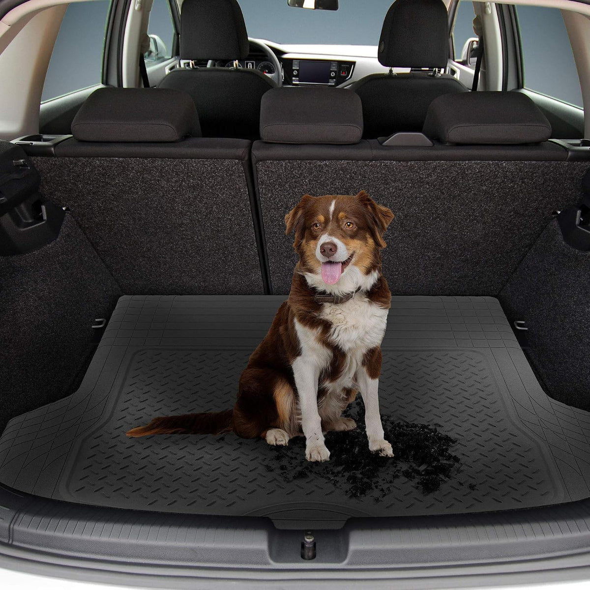 FH Group Automotive Floor Mats Solid ClimaProof for all weather protection Universal Fit Trimmable Heavy Duty fits most Cars, SUVs, and Trucks, 3pc Full Set Black