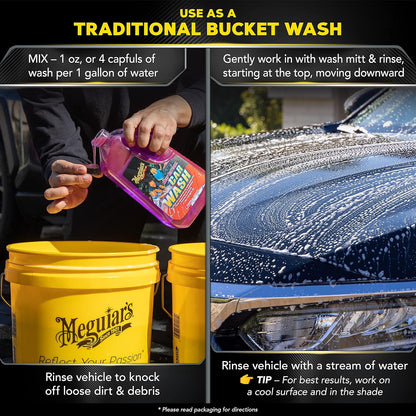 Meguiar's Deep Crystal Car Wash - Car Wash Shampoo that Cleans Paint, Enhances Gloss, and Preserves Wax Protection, pH Balanced Car Wash Soap with Excellent Foaming Action, 64 Oz