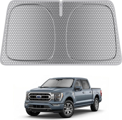 helloleiboo Graphene Car Windshield Sun Shade Car Sun Shade for Windshield with Heat Absorption Coating Foldable Design with UV Protection to Keep Your Car Interior Cooler Silver (X-Large-61 × 34 in)