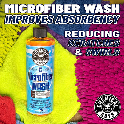 Chemical Guys Microfiber Cleaning Cloth and Car Wash Towel Detergent - Concentrated Cleaner for Towels, Microfiber Cloths, and Pads - Removes Dirt, Wax, Grease, Stains, Orange Scent - 16 oz