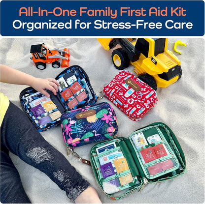 KeepGoing Travel First Aid Kit for Kids – 130 Pc. for Car, Home, Purse, Diaper Bag & Backpack with Latex-Free Bandages - Mini First Aid Kit Travel Size TSA-Approved