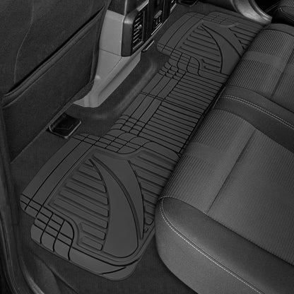 Motor Trend FlexTough Advanced Heavy Duty Black Rubber Car Floor Mats & Cargo Liner for SUV & Car Full Set - Universal Trim to Fit All Weather Automotive Floor Mat & Cargo Liners for SUV, Car, & Van