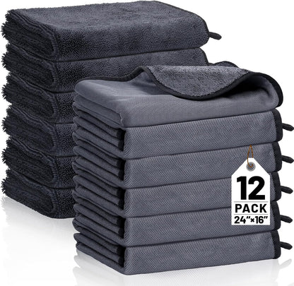 6PCS Microfiber Towels for Cars 36x25 Inch Microfiber Cleaning Cloths Bulk Soft Car Detailng Towel Cloths 450 GSM Detailing Buffing Quick Drying Towel Polishing Waxing Auto Detailing Towel Cloth
