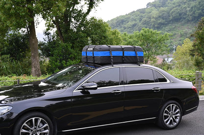 MARCHWAY Waterproof Car Roof Luggage Bag, Weatherproof Soft Shell Rooftop Cargo Carrier Bag for Vehicles with or Without Rack. 6 Door Hooks, Anti Slip Mat, Lock Included (21 Cubic Feet, Black)