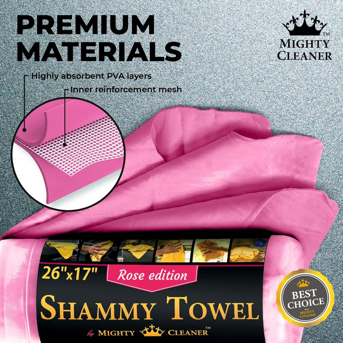 Premium Shammy Cloth for Car Drying - 26”x17” - Super Absorbent Chamois Towel for Car - Scratch-Free, Reusable & Soft
