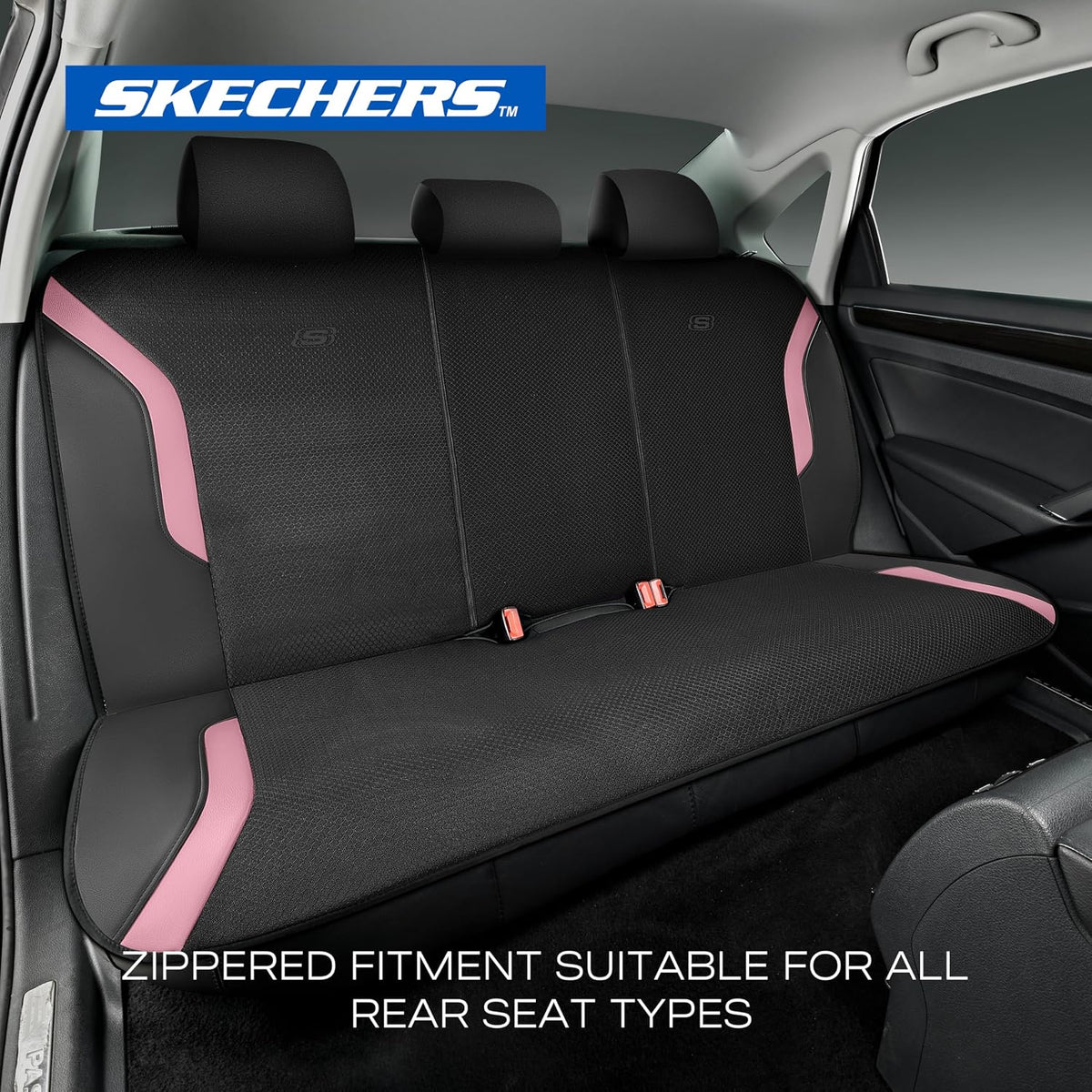 Skechers Memory Foam Seat Covers, Air Cool Mesh Thick Car Seat Covers, Car Seat Covers Front Seats Airbag Compatible, Universal Automotive Comfort for Most Cars, Vans, Trucks, SUV,Black