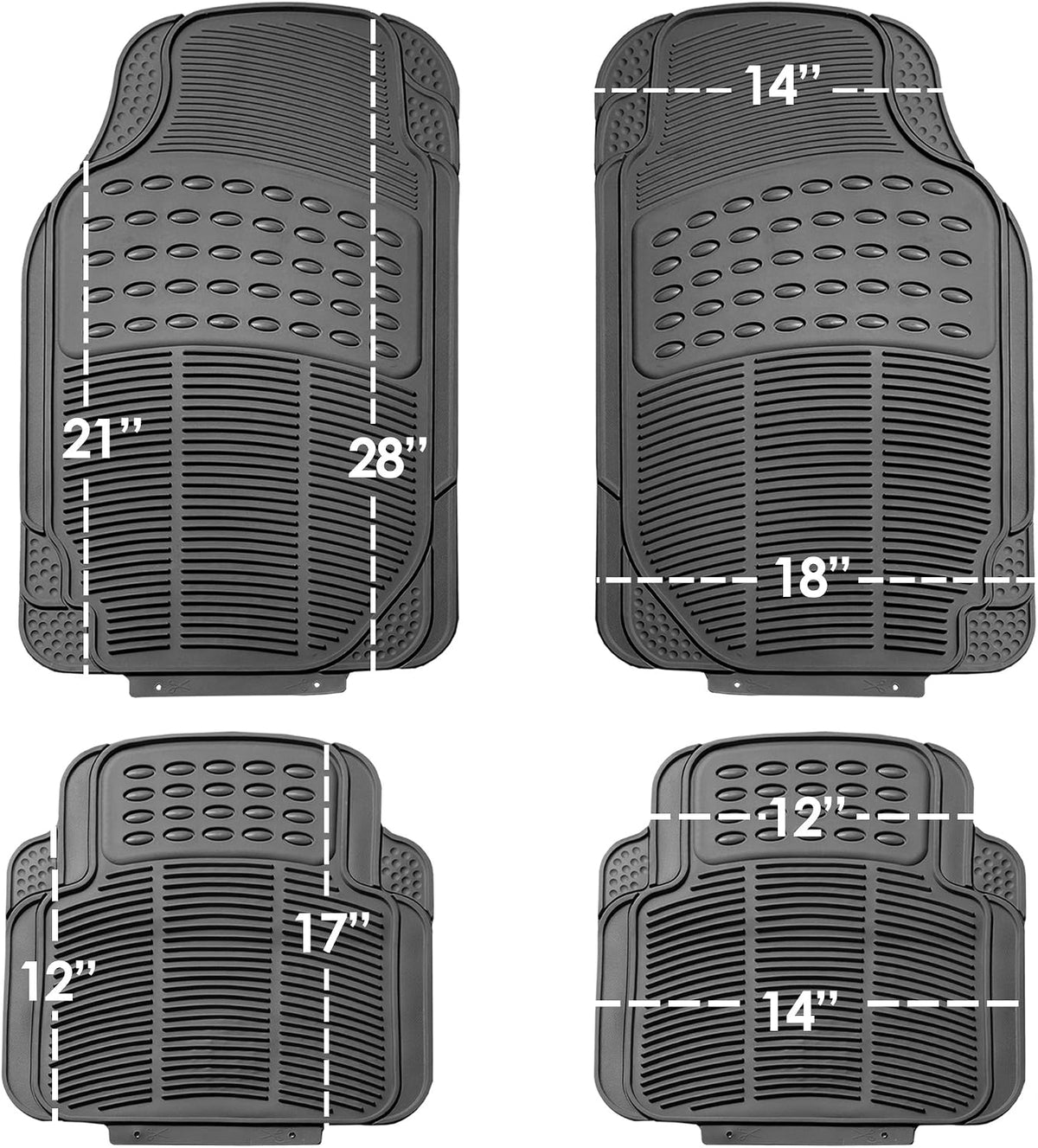 FH Group Automotive Floor Mats Solid ClimaProof for all weather protection Universal Fit Trimmable Heavy Duty fits most Cars, SUVs, and Trucks, 3pc Full Set Black