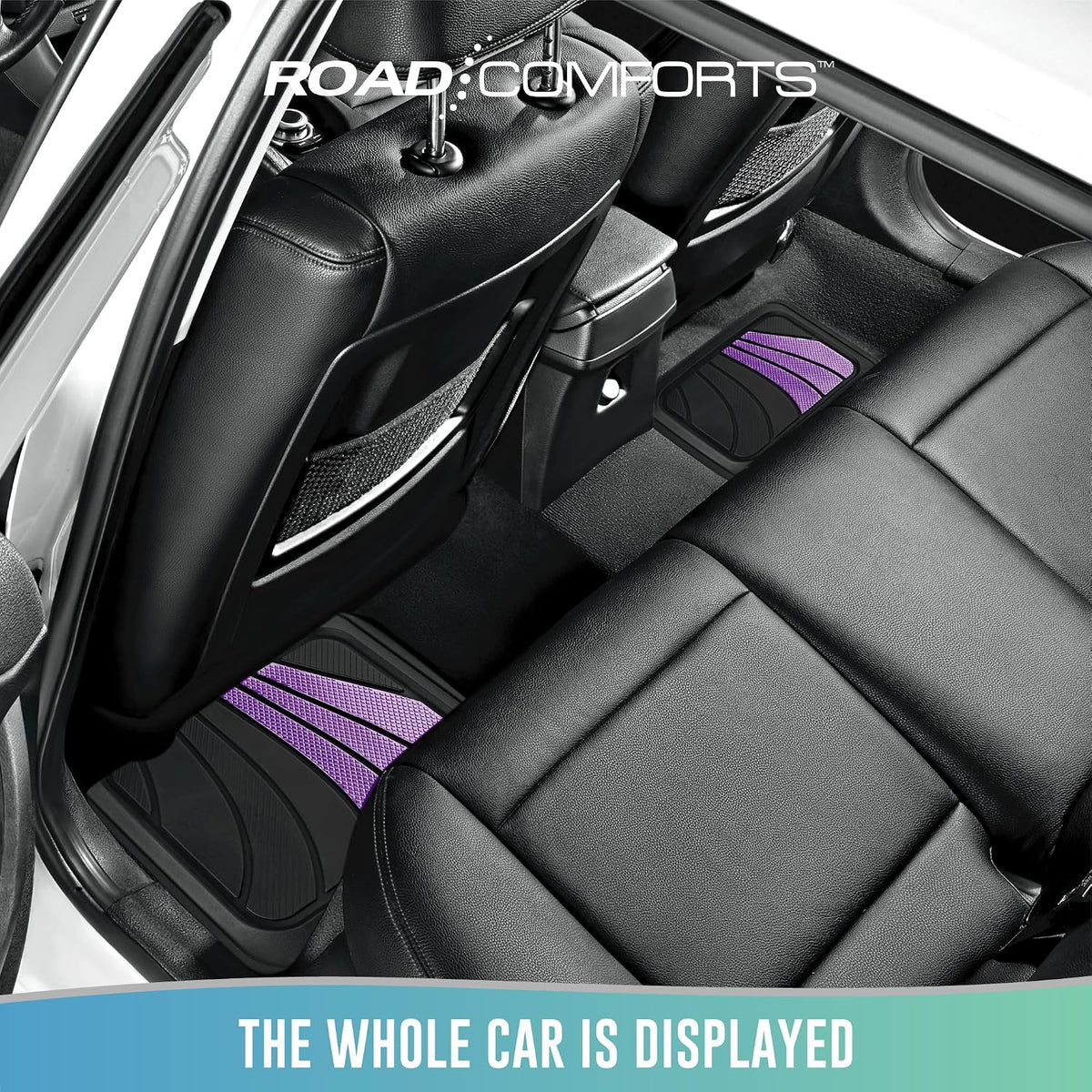 Road Comforts Car Floor Mats Full Set – Front & Rear Car Floor Mats with Aluminum Design, Anti-Slip Backing, All-Weather Protection, Trim-to-Fit Car Mats for Most Sedans, SUVs & Vans -All Pink