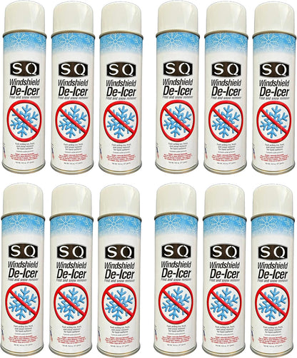 SQ Windshield De Icer Frost and Snow Remover, 14.5 oz per can (12)