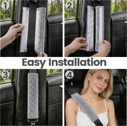Amooca Soft Auto Seat Belt Cover Seatbelt Shoulder Pad 2 PCS for a More Comfortable Driving Compatible with All Cars and Backpack Black