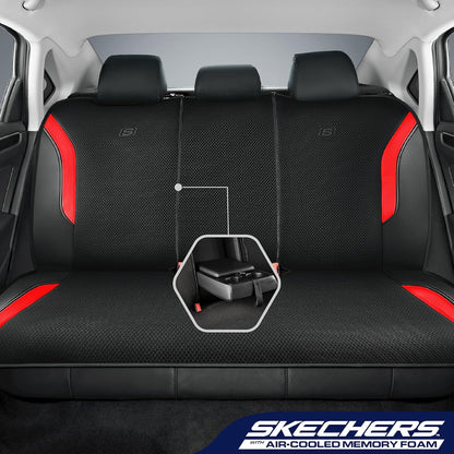 Skechers Memory Foam Seat Covers, Air Cool Mesh Thick Car Seat Covers, Car Seat Covers Front Seats Airbag Compatible, Universal Automotive Comfort for Most Cars, Vans, Trucks, SUV,Black