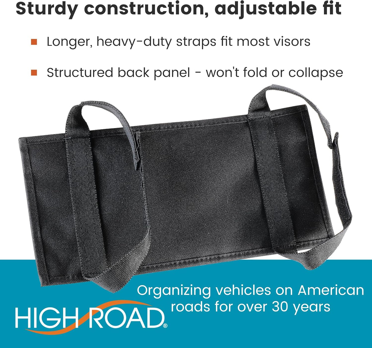 High Road Car Visor Organizer with Secure Zip Pockets, Sunglasses Holder and Clear Registration and Insurance Pocket - Heavy Duty Straps Fit Most Car, SUV and Truck Visors