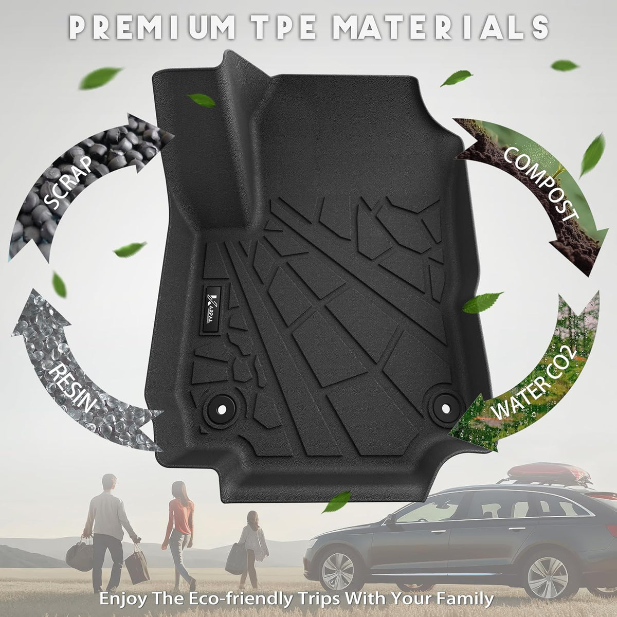 KARPAL Floor Mats for 2007-2013 Chevy Silverado & GMC Sierra 1500 Crew Cab / 2007-2014 2500/3500 HD(Footwell Coverage), All-Weather TPE Custom Fit Floor Liners Car Accessories