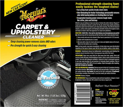 Meguiar's Carpet & Upholstery Cleaner – Deep Cleaning Power Removes Stains and Odors – G9719, 19 oz