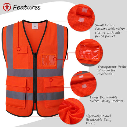 Reflective Safety Vest for Men Women Construction Vest Meet ANSI/ISEA Standard