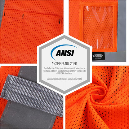 JKSafety Safety Vest for men women Hi Vis Vest with Pockets and Zipper High Visibility Meet ANSI Standard（BX310