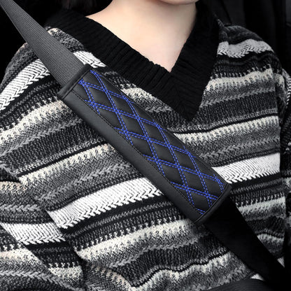 2PCS Car Seat Belt Cover Pads,Leather Seatbelt Covers Protect Shoulder and Neck Car Accessories Interior,Universal Car Seat Strap Pads Car Decorations for Most Cars Trucks (Black/Red)
