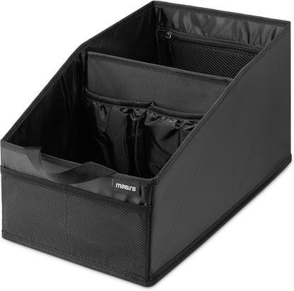 Handy Laundry Car Trunk Organizer – Large 2 Compartment Storage Bin with Non-Slip Fastener, Mesh Side Pockets & Heavy-Duty Handles, 22 x 10 x 11 in, Black – Prevents Shifting & Rolling