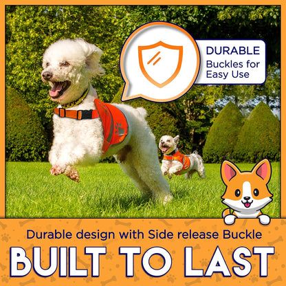 Safety Reflective Orange Vest - Side Release Buckles, High Visibility to Keep Your Dog Safe from Cars & Hunting Accidents
