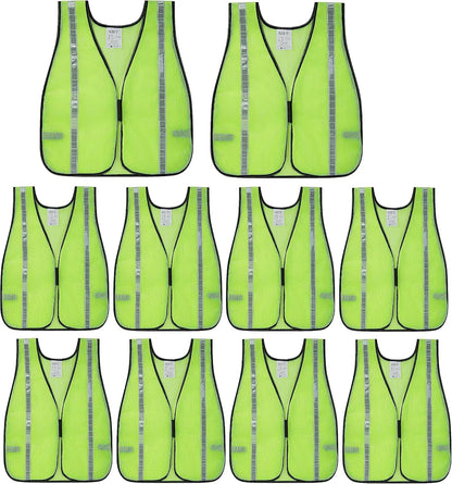 SIFE 10 Pack High Visibility Reflective Safety Vest,Made from Breathable and Neon Orange Mesh Fabric with Stretchable design,light weight for Man and Woman(Orange, 10 pack)