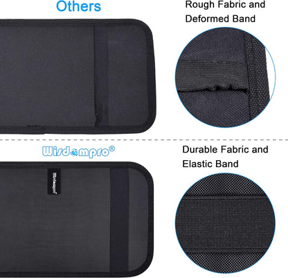 Car Sun Visor Organizer, Wisdompro Vehicle Interior Accessories Storage Pouch Auto Registration Holder with Elastic Strap for Sunglass, Documents, Cards, Pen, Drivers License, etc. (Black)