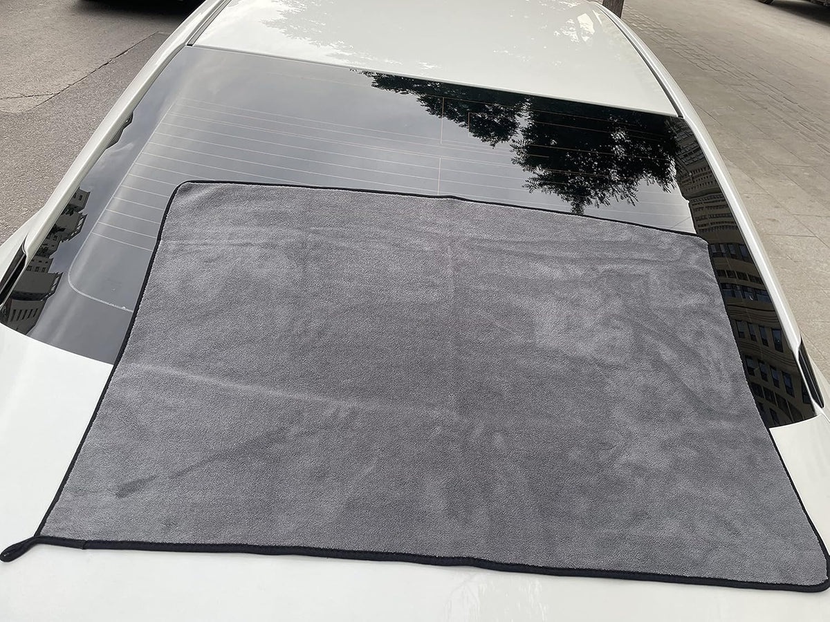 SOFTBATFY Ultrasoft, Large, Thick and Quick Drying Car Microfiber Cleaning Towel 800GSM Polishing Waxing Auto Detailing Towel Cloth (6pack,16 x 16inches) (Grey-Yellow)