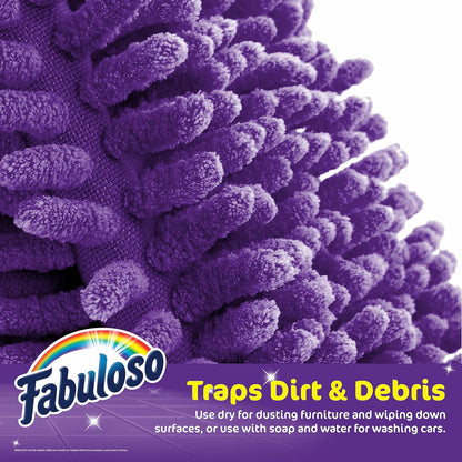 Fabuloso Microfiber Cleaning Mitt Glove, Lint-Free Scratch-Free Dusting and Washing for Furniture, Blinds, Baseboards, Shelves and Car Interior, One Size Fits All, Purple, 1 Count