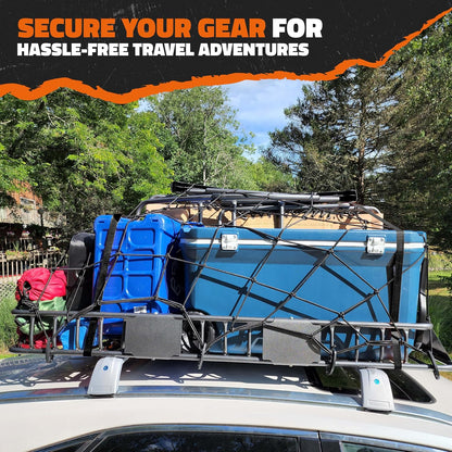 Mockins 16 Cu Ft Weatherproof No Rack Rooftop Cargo Carrier Bag 45"x34"x18" | Rooftop Cargo Bag for Top of Car | Car Topper Luggage Carrier Waterproof Set w/ Accessories | Vehicle Soft-Shell Carriers