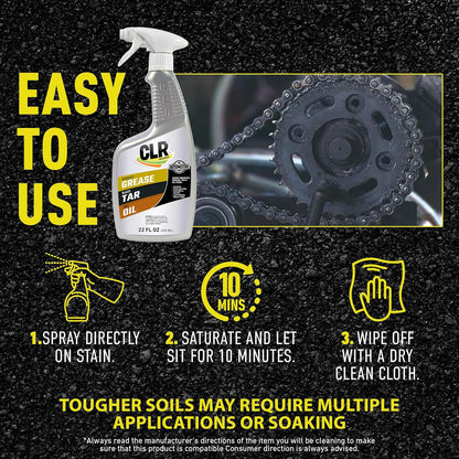 CLR Brands Automotive Grease, Tar & Oil Remover, 22 oz. Spray Bottle, Non-Abrasive, Dissolves Grease, Blasts Tar, Zaps Oil from Garage Floors and Machinery