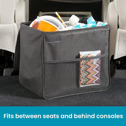 High Road TrashStand Weighted Car Trash Can with Lid and Removable Leakproof Liner - Universal Fit Behind Center Console in Back Seat - Holds 2 Gallons of Car Garbage