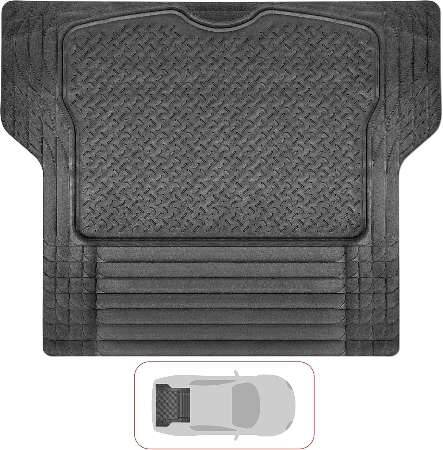 VaygWay Heavy Duty Cargo Liner Trunk Floor Mat – All Weather Trunk Protection Floor Mat - Black Rubber Trimmable Durable Cargo Auto Mat – Universal Fit Car SUV Truck Auto
