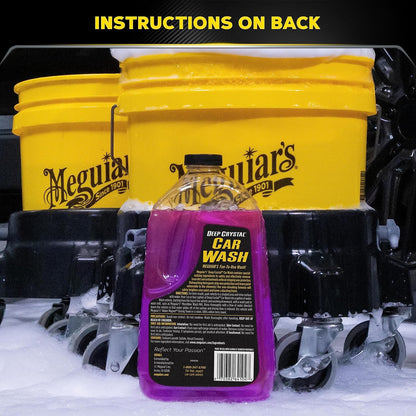 Meguiar's Deep Crystal Car Wash - Car Wash Shampoo that Cleans Paint, Enhances Gloss, and Preserves Wax Protection, pH Balanced Car Wash Soap with Excellent Foaming Action, 64 Oz