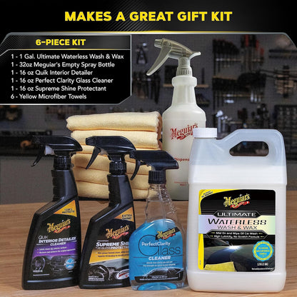 Meguiar's Ultimate Waterless Wash & Wax, Scratch-Free Waterless Car Cleaning Spray That Makes Detailing Quick and Easy, 2-in-1 Cleaner and Protection to Help Your Ride Shine, 26 Oz