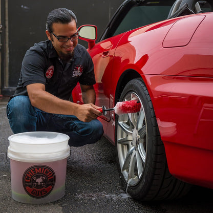 Chemical Guys Red Rocket Detailing Brush - Flexible Long-Reach Wheel and Rim Cleaning Tool for Cars, Trucks, SUVs, Motorcycles, and RVs - Safely Cleans Tight Spaces, Spokes, and Crevices