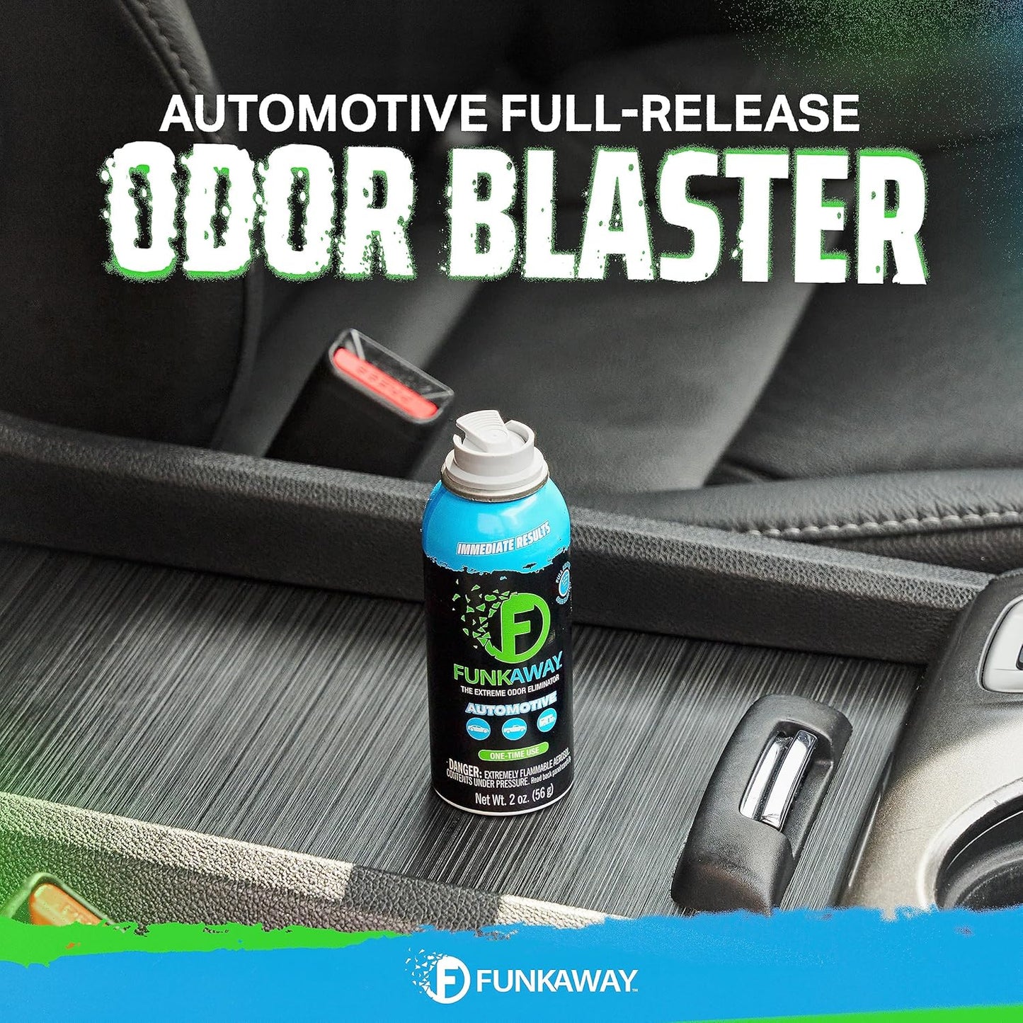 FunkAway Full-Release Car Deodorizer Spray (2 oz - 4 Pack) Lasts Up to 30 Days, Car Air Freshener and Odor Eliminator for SUVs, Trucks and RVs, Automotive Aerosol that Attacks Funk at the Source
