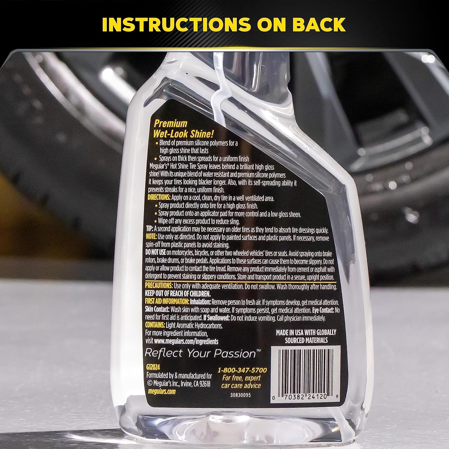 Meguiar's G1224 Hot Shine Tire Spray - 24 Oz Spray Bottle