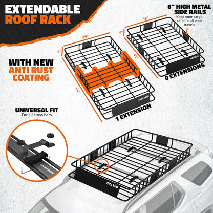 Mockins 16 Cu Ft Weatherproof No Rack Rooftop Cargo Carrier Bag 45"x34"x18" | Rooftop Cargo Bag for Top of Car | Car Topper Luggage Carrier Waterproof Set w/ Accessories | Vehicle Soft-Shell Carriers