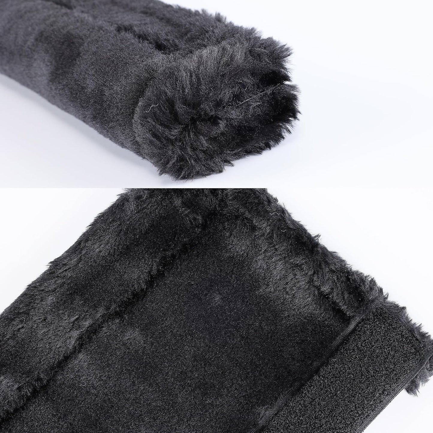 Amooca Soft Faux Fur Universal Fit Seatbelt Cover Car Truck SUV Airplane Seat Belt Shoulder Pad for Carmera Backpack Straps Neck Cushion Protector 2 Pack 10.5in Dark Gray