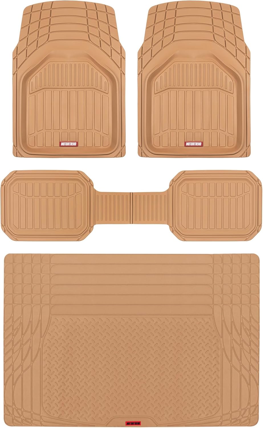 Motor Trend FlexToughXL Floor Mats for Cars Full Set, All-Weather Rubber Automotive Floor Mats, Waterproof Heavy Duty Car Mats, Flexible Floor Liners for Car Truck Van SUV, Car Floor Mats (Black)