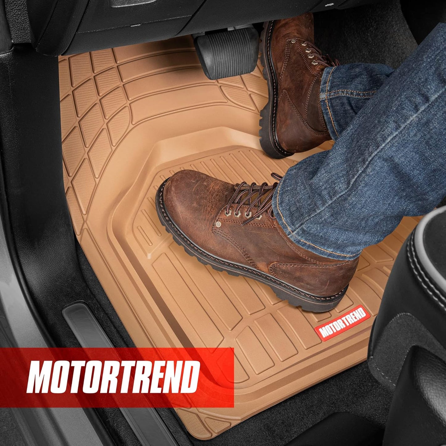Motor Trend FlexToughXL Floor Mats for Cars Full Set, All-Weather Rubber Automotive Floor Mats, Waterproof Heavy Duty Car Mats, Flexible Floor Liners for Car Truck Van SUV, Car Floor Mats (Black)