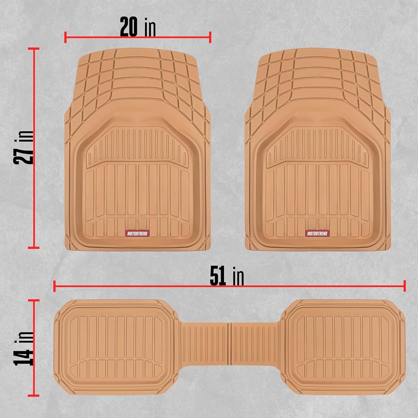 Motor Trend FlexToughXL Floor Mats for Cars Full Set, All-Weather Rubber Automotive Floor Mats, Waterproof Heavy Duty Car Mats, Flexible Floor Liners for Car Truck Van SUV, Car Floor Mats (Black)