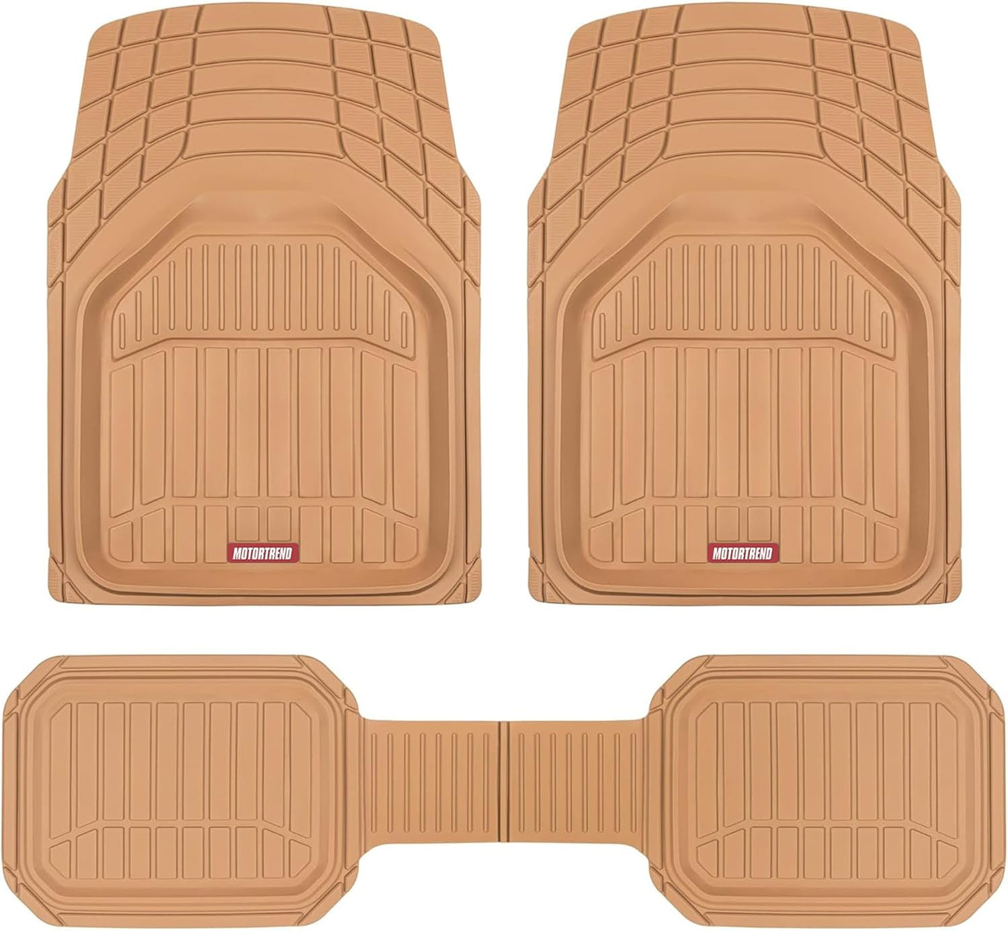 Motor Trend FlexToughXL Floor Mats for Cars Full Set, All-Weather Rubber Automotive Floor Mats, Waterproof Heavy Duty Car Mats, Flexible Floor Liners for Car Truck Van SUV, Car Floor Mats (Black)